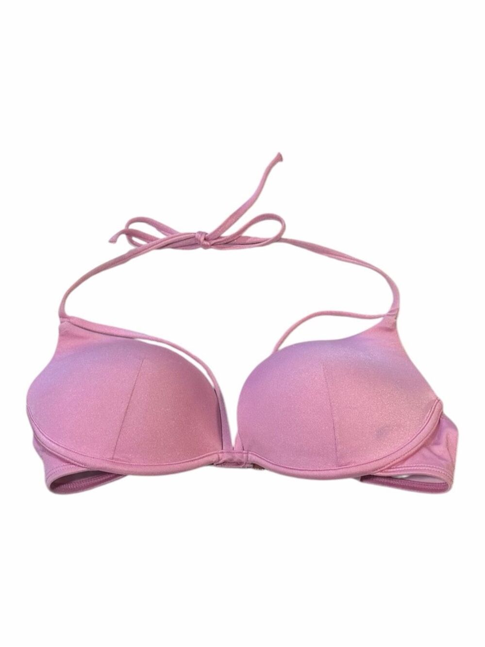 VICTORIA’S SECRET Push Up Bikini Top Pink Mauve Underwire Halter Swim 34C